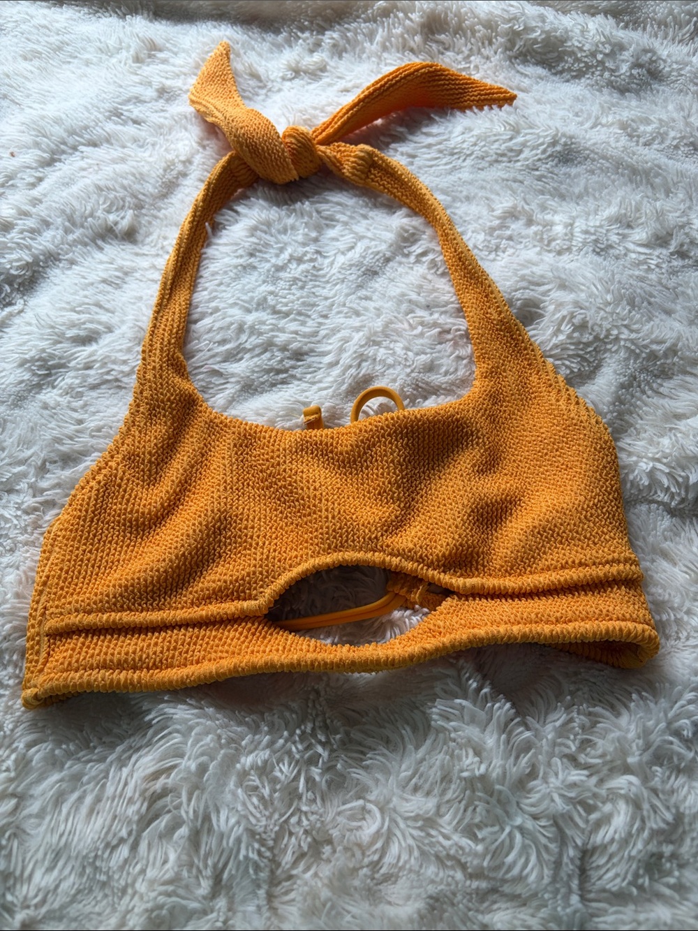Shade & Shore Orange Textured Halter Bikini Top
